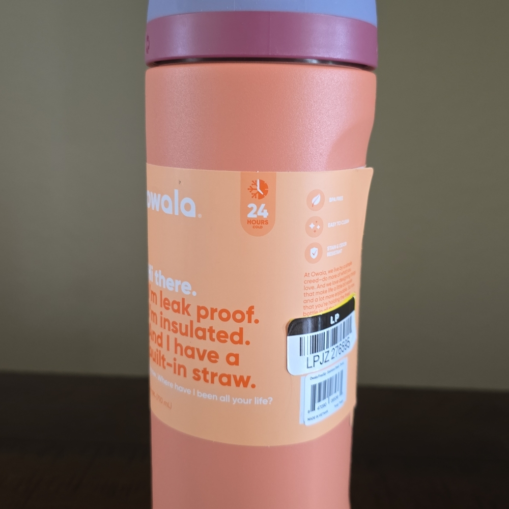 Owala Peach Insulated Water Bottle with Built-In Straw